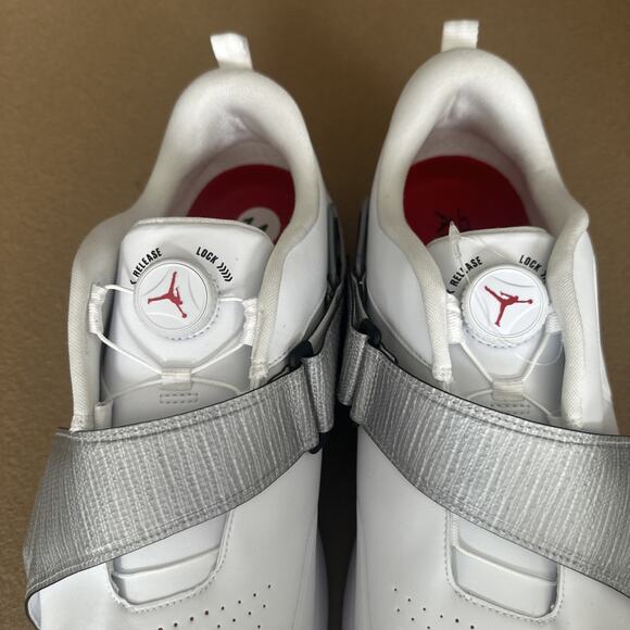 Nike Jordan Men\'s Air Rev Golf Shoes White Metallic Silver Sz 14 Wide FV6339-100